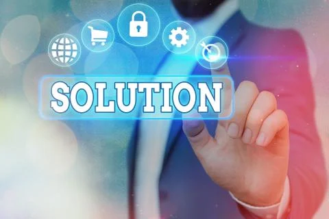 Handwriting text Solution. Concept meaning the ways to solve a problem or tackle Foto stock