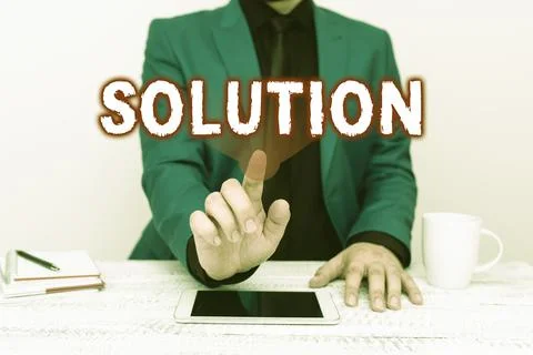 Handwriting text Solution. Internet Concept a means of solving a problem or 스톡 사진