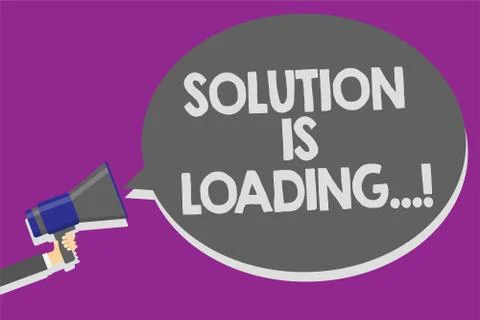 Handwriting text Solution Is Loading.... Concept meaning thinking of way to s Stock Illustration