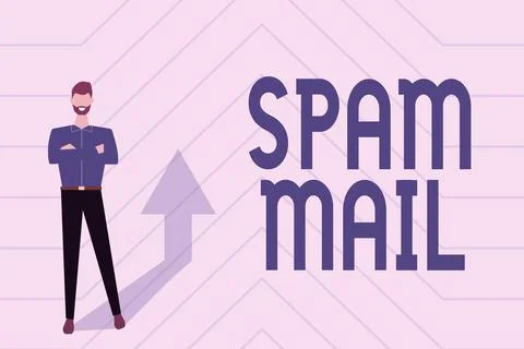 Handwriting text Spam Mail. Conceptual photo Intrusive advertising Inappropriate Illustrazione stock