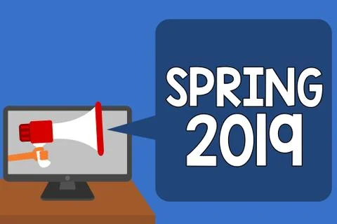 Handwriting text Spring 2019. Concept meaning time of year where flowers rise Illustrazione stock