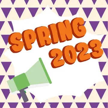Handwriting text Spring 2023, Conceptual photo time of year where flowers ris Stock Illustration