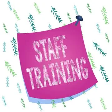 Handwriting text Staff Training. Concept meaning program that helps employees Ilustración de archivo