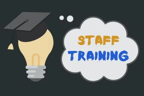 Handwriting text Staff Training. Concept meaning program that helps employees Illustrazione stock