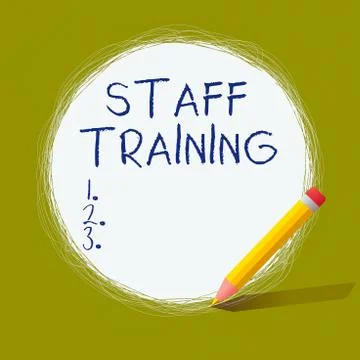Handwriting text Staff Training. Concept meaning program that helps employees Illustrazione stock