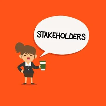 Handwriting text Stakeholders. Concept meaning Persons with interest or concern Stock Illustration