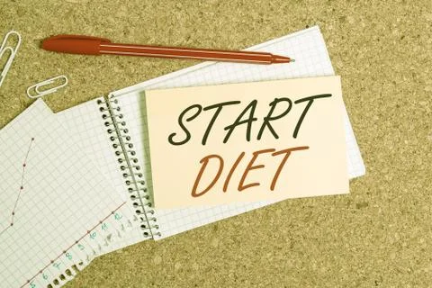 Handwriting text Start Diet. Concept meaning special course food to which Stock Photos