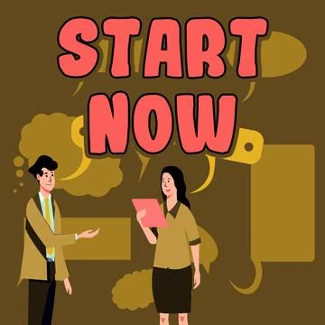 Handwriting text Start Now. Concept meaning do not hesitate to get working or Stock Illustration