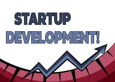 Handwriting text Startup Development. Word for efficiently develop and validate Stock Illustration