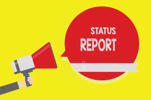 Handwriting text Status Report. Concept meaning Update Summary of situations as Stock Illustration