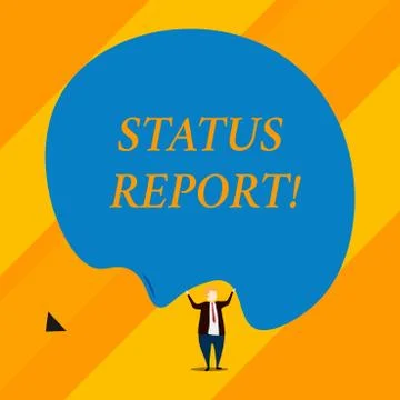 Handwriting text Status Report. Concept meaning document relating a situation of Stock Illustration