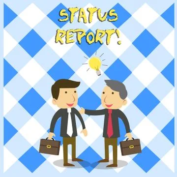 Handwriting text Status Report. Concept meaning document relating a situation of Stock Illustration