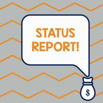 Handwriting text Status Report. Concept meaning document relating a situation of Stock Illustration