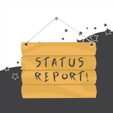Handwriting text Status Report. Concept meaning document relating a situation of Stock Illustration