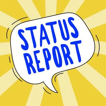 Handwriting text Status Report. Internet Concept Update Summary of situations as Stock Illustration