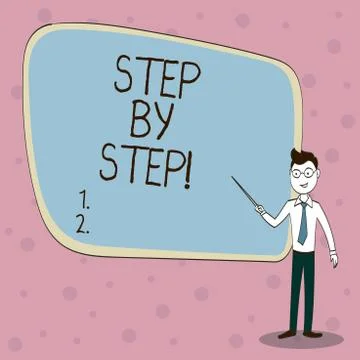 Handwriting text Step By Step. Concept meaning Slow progress Road to success 스톡 일러스트