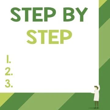 Handwriting text Step By Step. Concept meaning Slow progress Road to success Stock Illustration