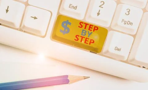 Handwriting text Step By Step. Concept meaning Slow progress Road to success Stock Photos