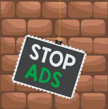 Handwriting text Stop Ads. Concept meaning program that will remove different Stock Illustration