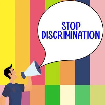 Handwriting text Stop Discrimination. Conceptual photo Prevent Illegal Stock Illustration