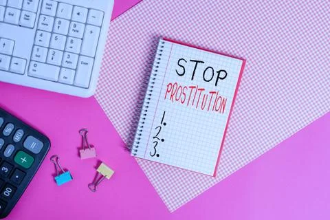 Handwriting text Stop Prostitution. Concept meaning end the engaging sexual Stock Photos