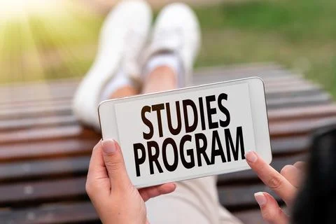 Handwriting text Studies Program. Business idea Platform help move you towards a Stock Photos