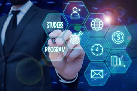 Handwriting text Studies Program. Concept meaning Platform help move you towards Stockfoto's