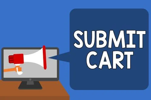Handwriting text Submit Cart. Concept meaning Sending shopping list of online 스톡 일러스트