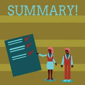 Handwriting text Summary. Concept meaning brief statement or account of main Illustration