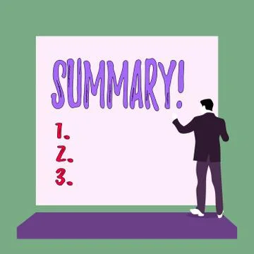Handwriting text Summary. Concept meaning brief statement or account of main Illustration