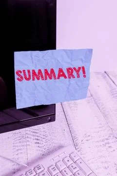 Handwriting text Summary. Concept meaning a brief statement or account of the Foto stock