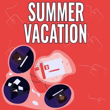 Handwriting text Summer Vacation. Concept meaning the time when children do not 스톡 일러스트