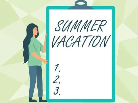 Handwriting text Summer Vacation. Internet Concept the time when children do not 스톡 일러스트