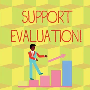 Handwriting text Support Evaluation. Concept meaning Assisting process that Illustrazione stock