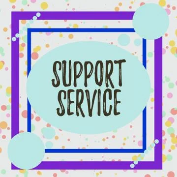 Handwriting text Support Service. Concept meaning activity for execution of a Stock Illustration