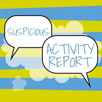 Handwriting text Suspicious Activity Report. Business showcase account or Stock Illustration