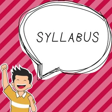 Handwriting text Syllabus. Word for a summary outline of a discourse, treatise Stock Illustration