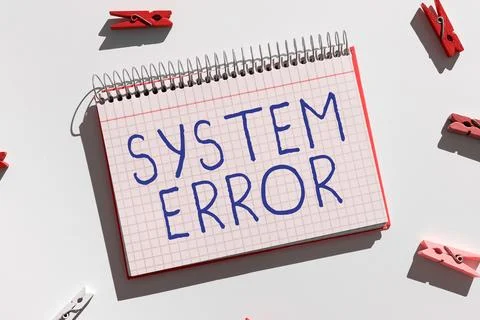 Handwriting text System Error. Concept meaning Technological failure Software Foto stock