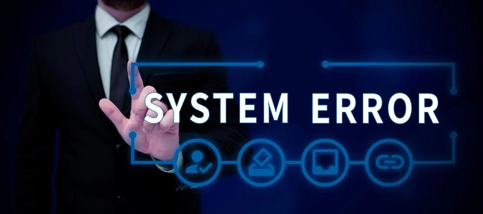 Handwriting text System Error. Conceptual photo Technological failure Software Stock Photos