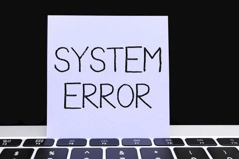 Handwriting text System Error. Internet Concept Technological failure Software Stock Photos