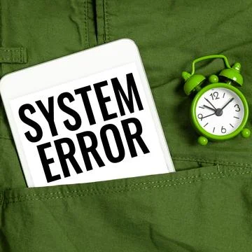 Handwriting text System Error. Word Written on Technological failure Software Fotos de archivo