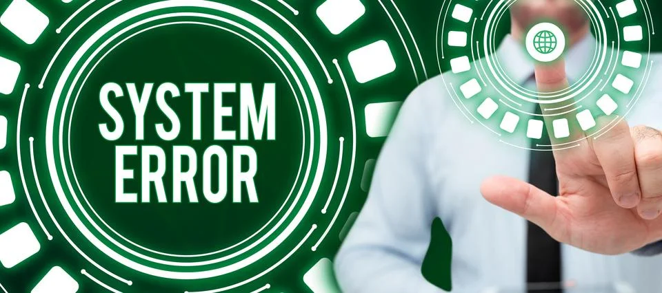 Handwriting text System Error. Word for Technological failure Software collapse Foto stock
