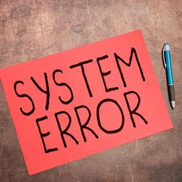 Handwriting text System Error. Word Written on Technological failure Software Foto stock