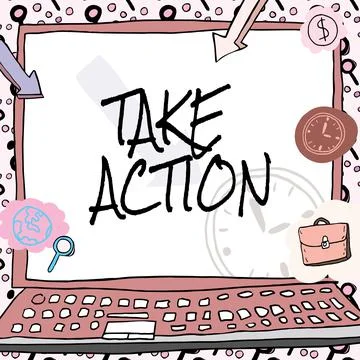 Handwriting text Take Action. Concept meaning advices someone to do something or 스톡 일러스트