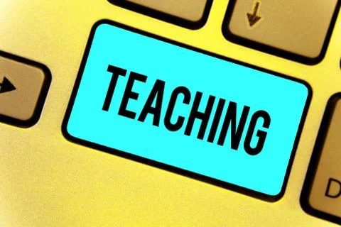 Handwriting text Teaching. Concept meaning Act of giving information, explain Stock Illustration
