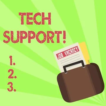 Handwriting text Tech Support. Concept meaning Help given by technician Online 스톡 일러스트