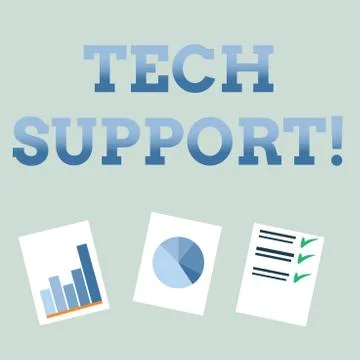 Handwriting text Tech Support. Concept meaning Help given by technician Online Illustrazione stock