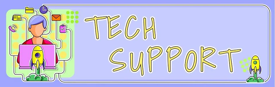 Handwriting text Tech Support. Internet Concept Assisting individuals who are Stock Illustration