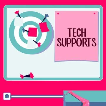 Handwriting text Tech Supports. Word Written on Help given by technician Online Illustrazione stock