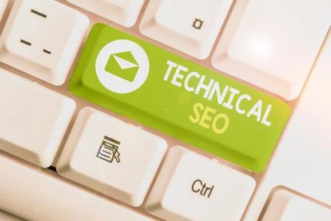 Handwriting text Technical Seo. Concept meaning Optimization of website that Foto stock